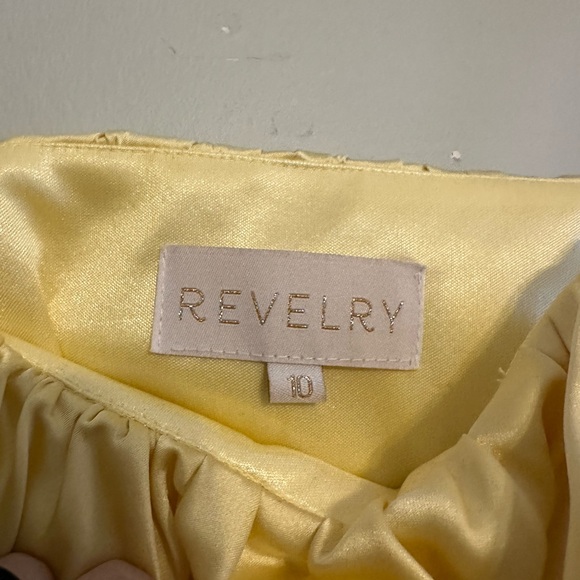 Brooke Satin Yellow Dress by Revelry - Picture 4 of 7